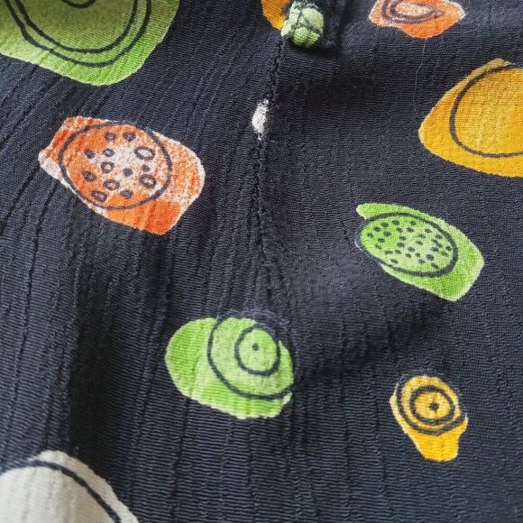 Vintage Mosaic Woman Black & Multicolor Fruit Print Plus Size Midi Length Skirt - Picture 5 of 12